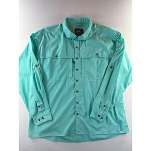 Drake Clothing Company Mens 3X Fishing Shirt Aqua Turquoise Long Sleeve Vented